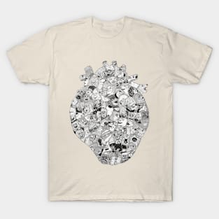 “Heart Faces” Anatomical Heart Cartoon Drawing T-Shirt